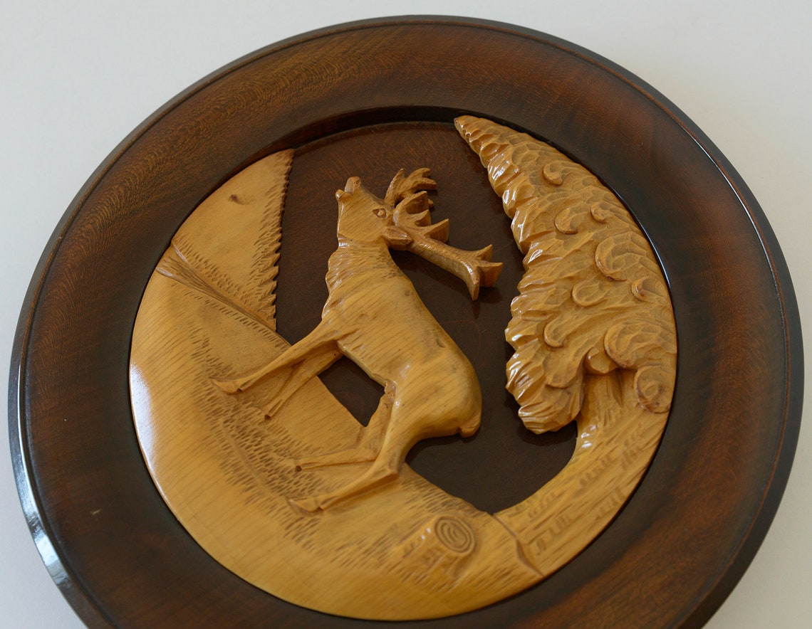 Vintage Rustic Wall Decor / Mid Century Wood Carving / Etsy