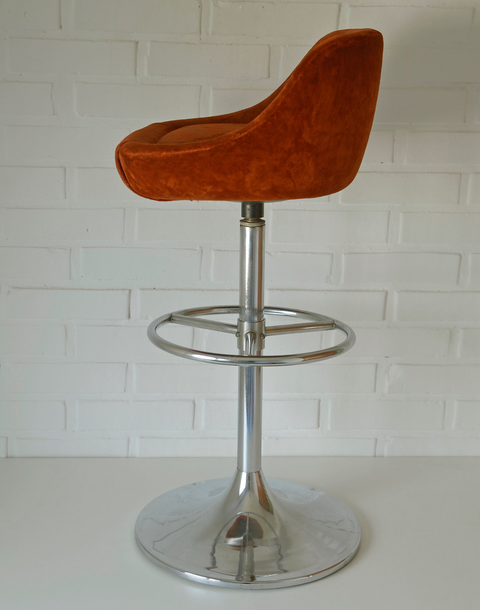 Vintage Swivel Bar Stool / Mid Century Modern / Tulip Velvet Etsy