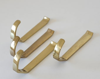 Vintage Brass Hangers / Set of 4 Coat Hooks / Mind Century Modern / Wall Hooks / Made in Yugoslavia in 1970's