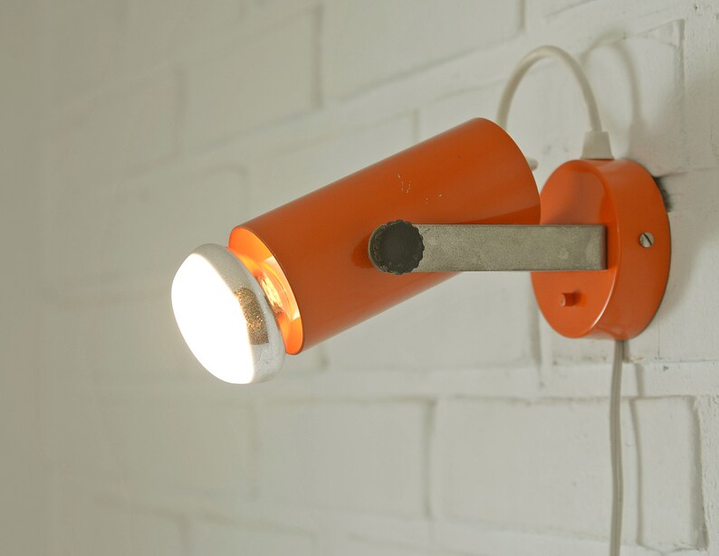 Orange Vintage Wall Light / Mid Century Modern / MCM Sconce / Etsy