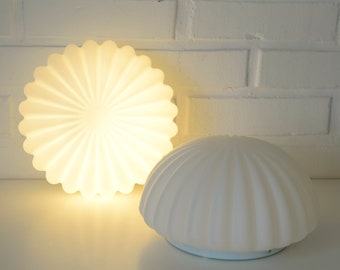 Vintage Wall Lamp / Set of 2 / Shell Sconce / Japandi / Milk White Glass / Flush Mount Fixture / Ceiling Light / Retro Lamp