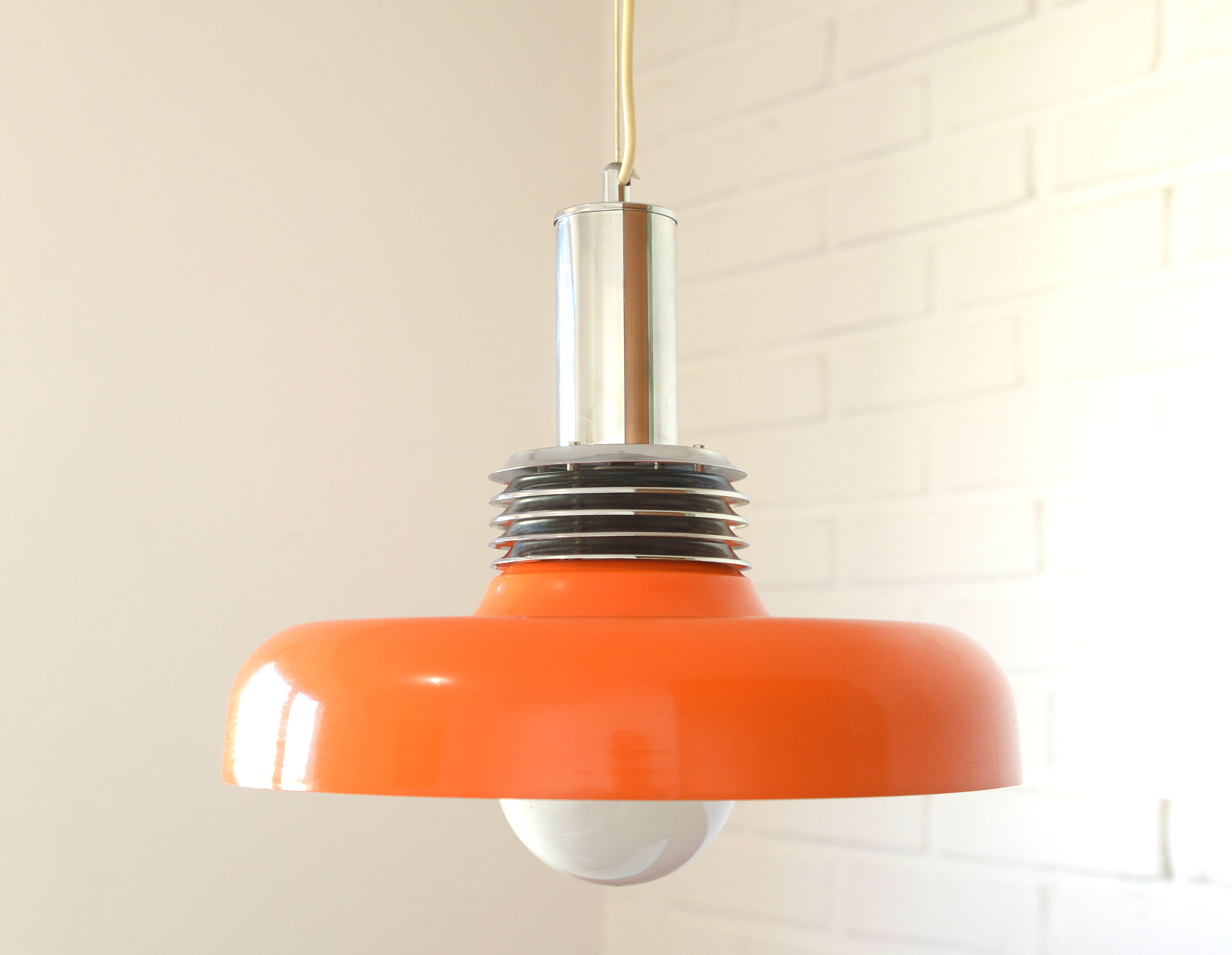 70s hanging lamp orange - Etsy 日本
