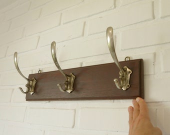 Antique Wood and Metal Hangers / Wall Hook from 1930's / Art Deco /  Coat Rack / Wall Clothes Hanger