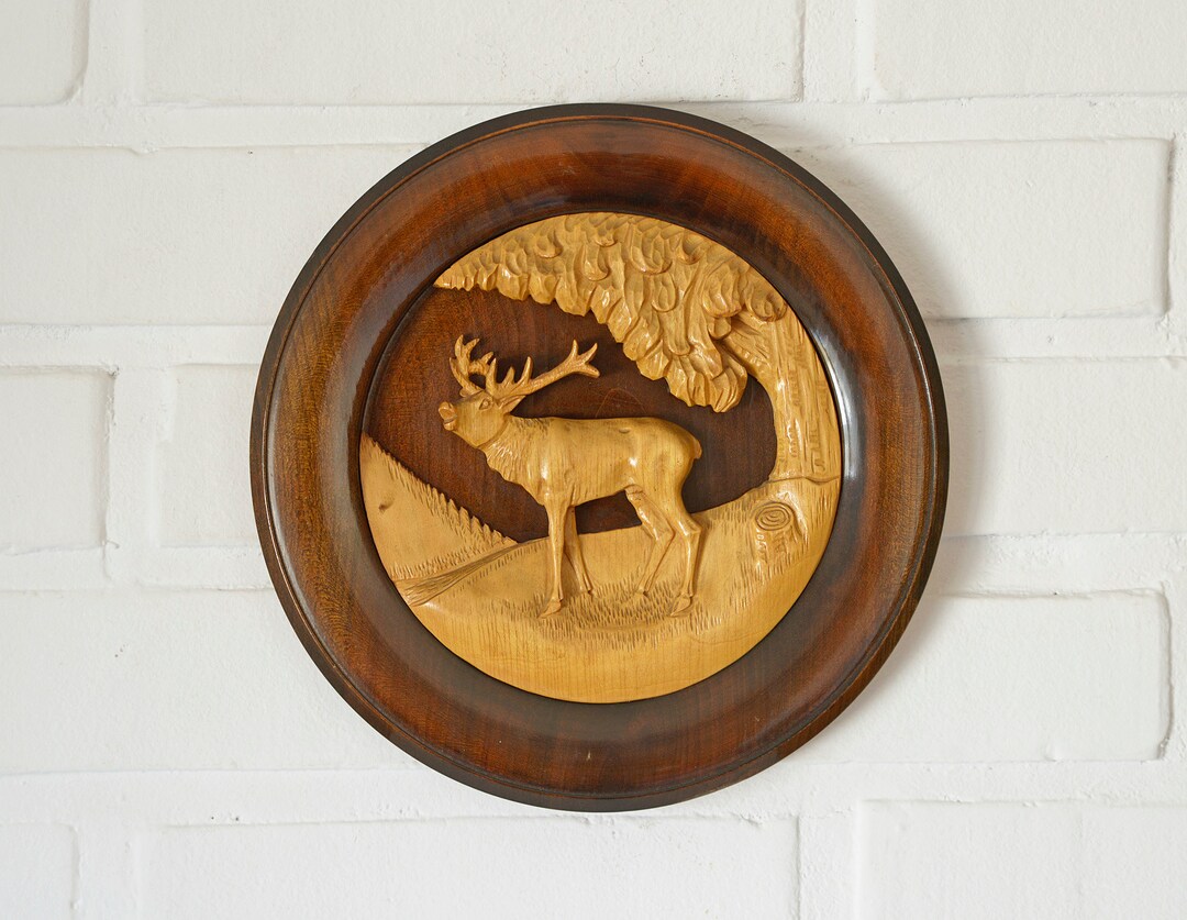 Vintage Rustic Wall Decor / Mid Century Wood Carving / Farmhouse