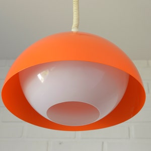 Vintage Orange Pendant Light: Mid Century Space Age Lamp