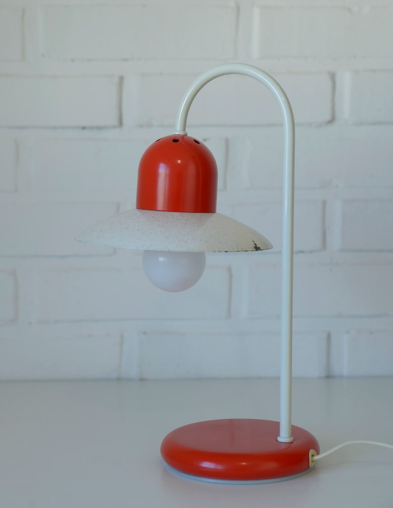 Vintage Table Red Lamp / Retro Gooseneck Lamp / Desk Lamp / Space Age / Pop Art / Bedside Lamp image 2
