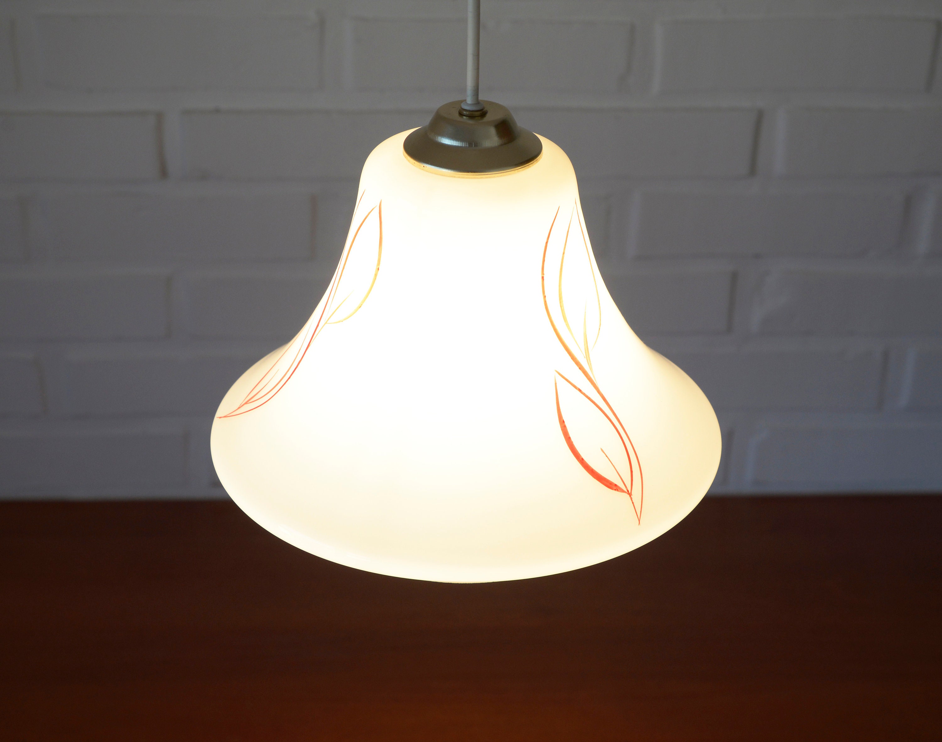Vintage White Pendant Light / Retro Kitchen 50's / Mid | Etsy