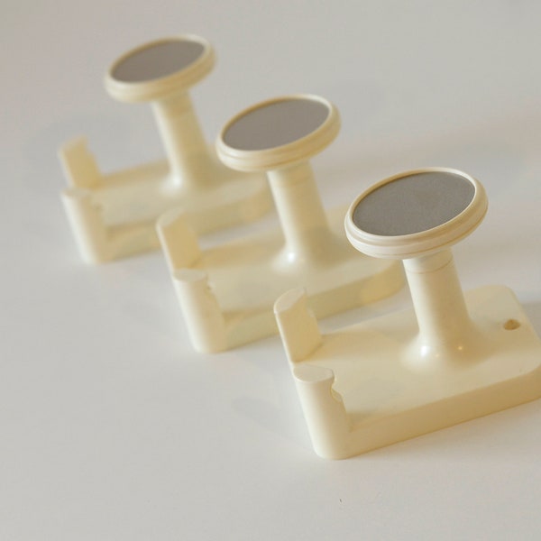 Coat Hooks / Vintage Plastic Wall Hook / Set of 3 / Mid Century Modern /  Austria in 1980's