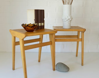 Pair of Vintage Wooden Stools / Mid Century Modern / Coffee Tables / Space Age / Plant Stands from 1960's