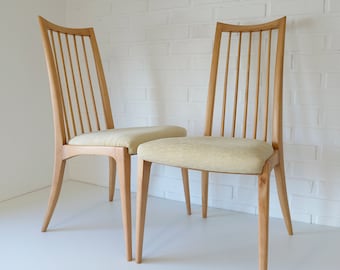 Set of 2 Accent Chair / Vintage Wooden Dining Chairs / Mid Century Modern / Scandinavian Furniture / Yugoslavia 1960's