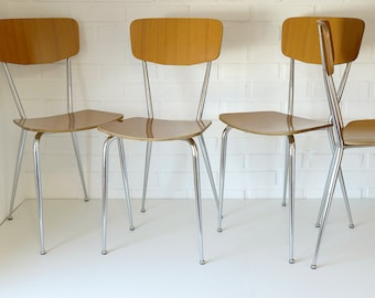 Set of 4 Vintage Elegant Dining Chairs / Space Age Furniture / Mid Century Modern / Made in Italy 1950s