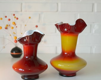 Vintage Glass Vases: Retro Mid Century Modern Decor, Yugoslavia 60s
