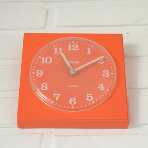 Set of 2 / Orange Vintage Clocks / Wall Clock / Alarm Clock / Desk Clock / Insa Yugoslavia 1970's / Mid Century Modern image 2