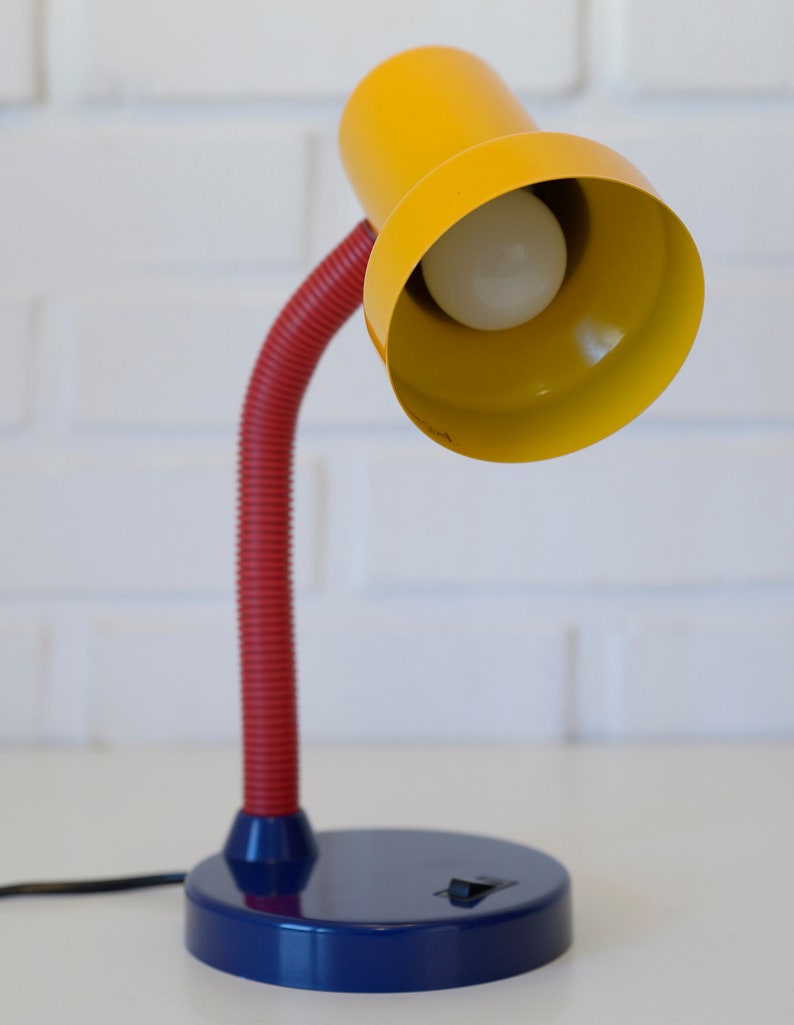 Vintage Desk Lamp / Colorful Memphis Style / Pop Art Table Light image 4