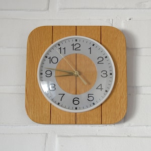 Elegant Wooden Wall Clock / Mid Century Modern / NOS Vintage / Working Clock / Farmhouse Wall Decor / Yugoslavia 80&#39;s