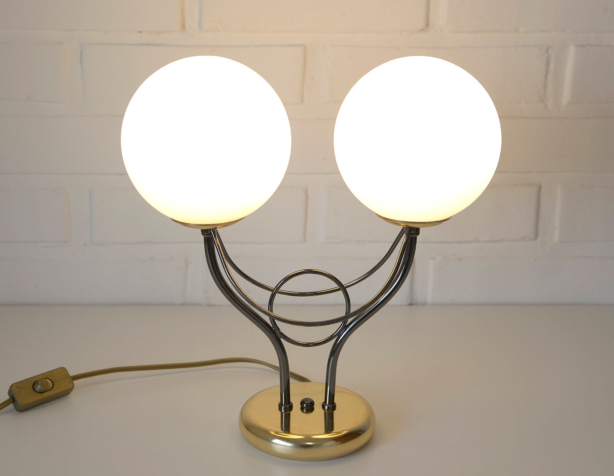 Vintage Gold Table Lamp / Retro Bedside Light From 80's / Etsy