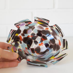 Murano Style Glass Bowl: Vintage Handmade Ashtray, Yugoslavia Retro Decor