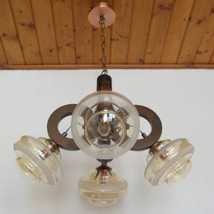 Amazing Sputnik / Hanging Lamp / Vintage Chandelier / Amber Glass / Brutalist Pendant Light / Light Fixture / Yugoslavia in 1980's image 4