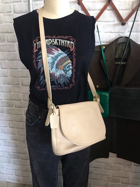 Vintage White Bone Putty Fletcher Leather Coach Ci