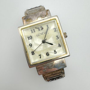 Vintage Wrist Watch Geneva Women&#39;s Silver Tone Rectangle Quartz Face | Classic Timepiece | Elegant Accessory
