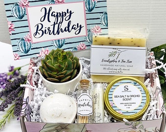 Happy Birthday Gift, Succulent Gift Box - Missing You - Friendship Gift Box - Care Package - Thinking of You Gift -FREE SHIPPING