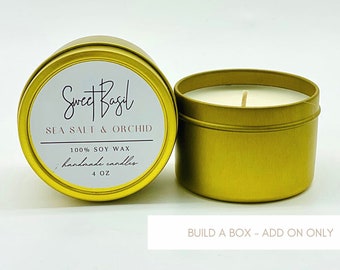 Build A Box - Add On: 4 OZ Candle in Gold Tin (Not for Individual Sale)