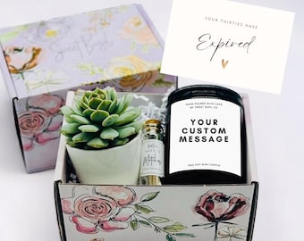 40th Birthday Gift Box: Succulent, Soy Candle & Personalized Card
