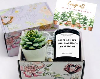 Personalized New Home Gift Box: Soy Candle, Succulent & Card