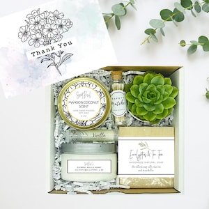 Thank You Spa Gift Box: Succulent, Soy Candle & Natural Soap