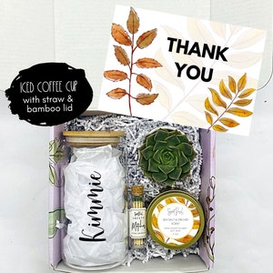 Personalized Iced Coffee Cup Glass -  Iced Coffee Cup - Thank You Gift Box - Realtor Gift Box - Appreciation Gift - Thank You Gift Ideas