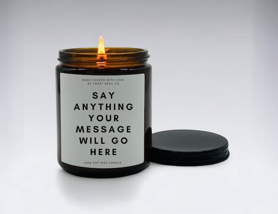 Personalized Soy Candle: Scented Gift, Amber Jar, 8 oz