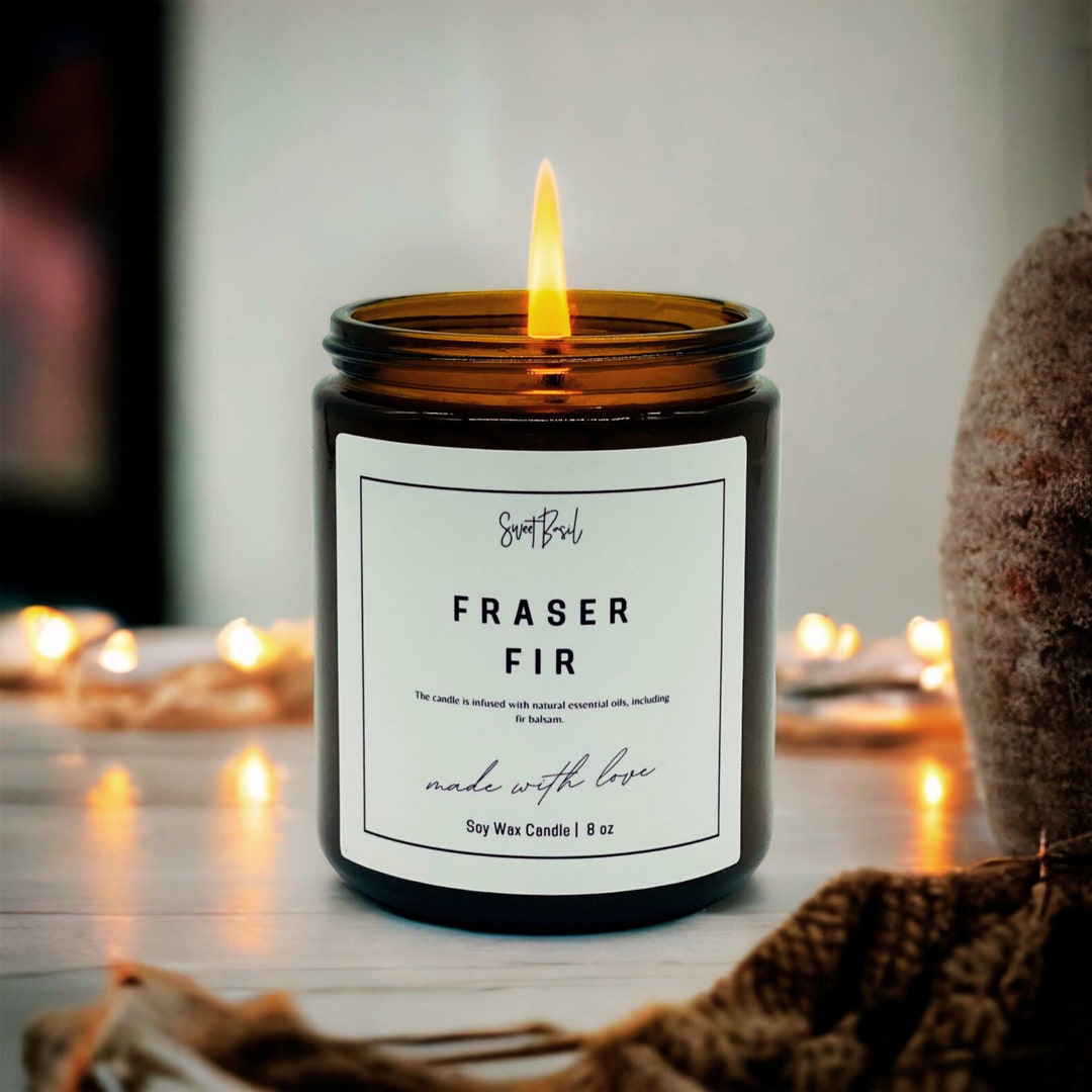 Holiday Soy Candle: 8 Oz Amber Jar, Essential Oil Infused - Etsy