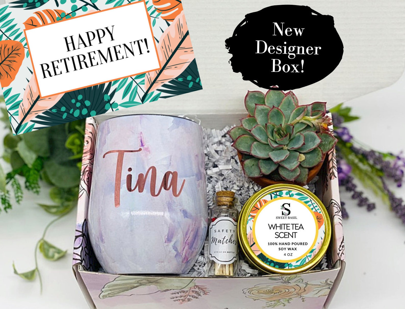 Happy Retirement Gift Box Retirement Gift Box Succulent Etsy