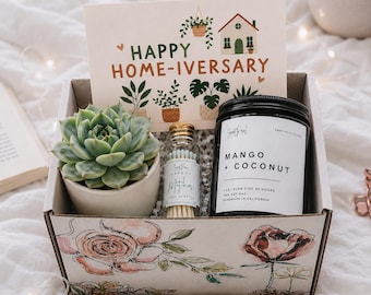 New Home Gift Box | Soy Candle, Succulent, Matches, Card