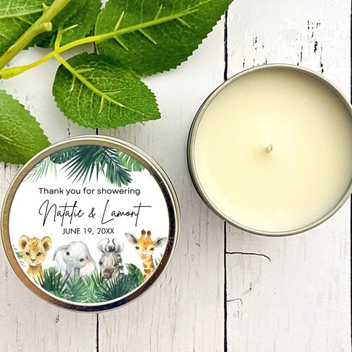 Baby Shower Jungle Animals Candle Favors Safari Etsy