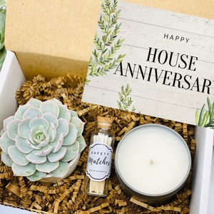 Home Anniversary, Happy Home Anniversary Gift, Anniversary Home Gift, Home Sweet Home, Succulent Gift Box, Care Package