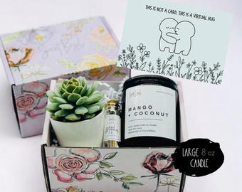 Get Well Gift Box: Succulent, Soy Candle & Personalized Card