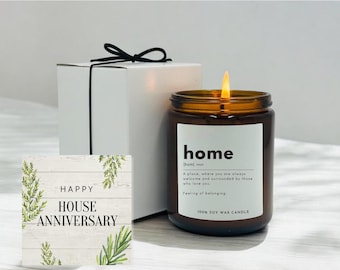 House Anniversary Candle: Handmade Soy Wax, Amber Jar, 40 Hour Burn