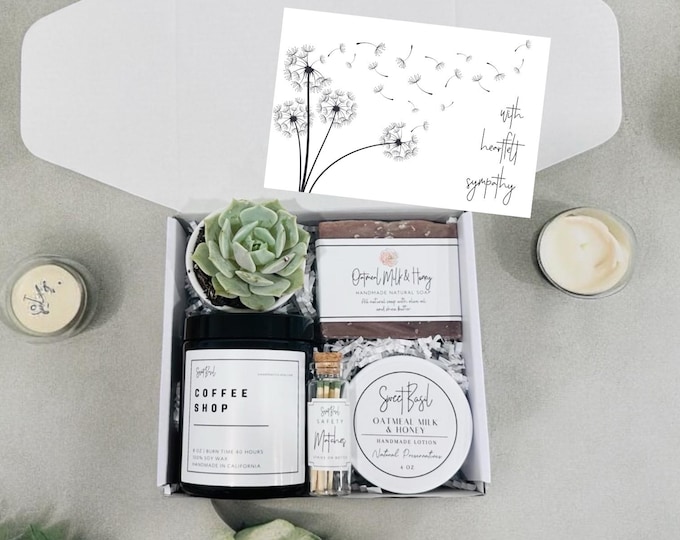 Sympathy Gift Box: Succulent, Soy Candle & Natural Lotion