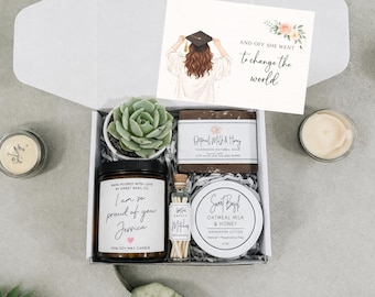 Graduation Gift Box for Her, Soy Candle, Succulent, Self Care Set, Congrats Grad Gift