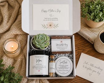 Mother's Day Gift Box, Candle, Soap, Lotion, Succulent, Spa Set