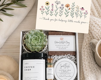 Teacher Appreciation Gift Box, Succulent, Soy Candle, Natural Soap & Lotion