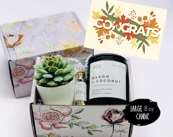 Congrats Gift Box: Succulent, Soy Candle & Personalized Card