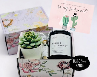 Bridesmaid Proposal Gift Box: Succulent, Soy Candle & Personalized Card