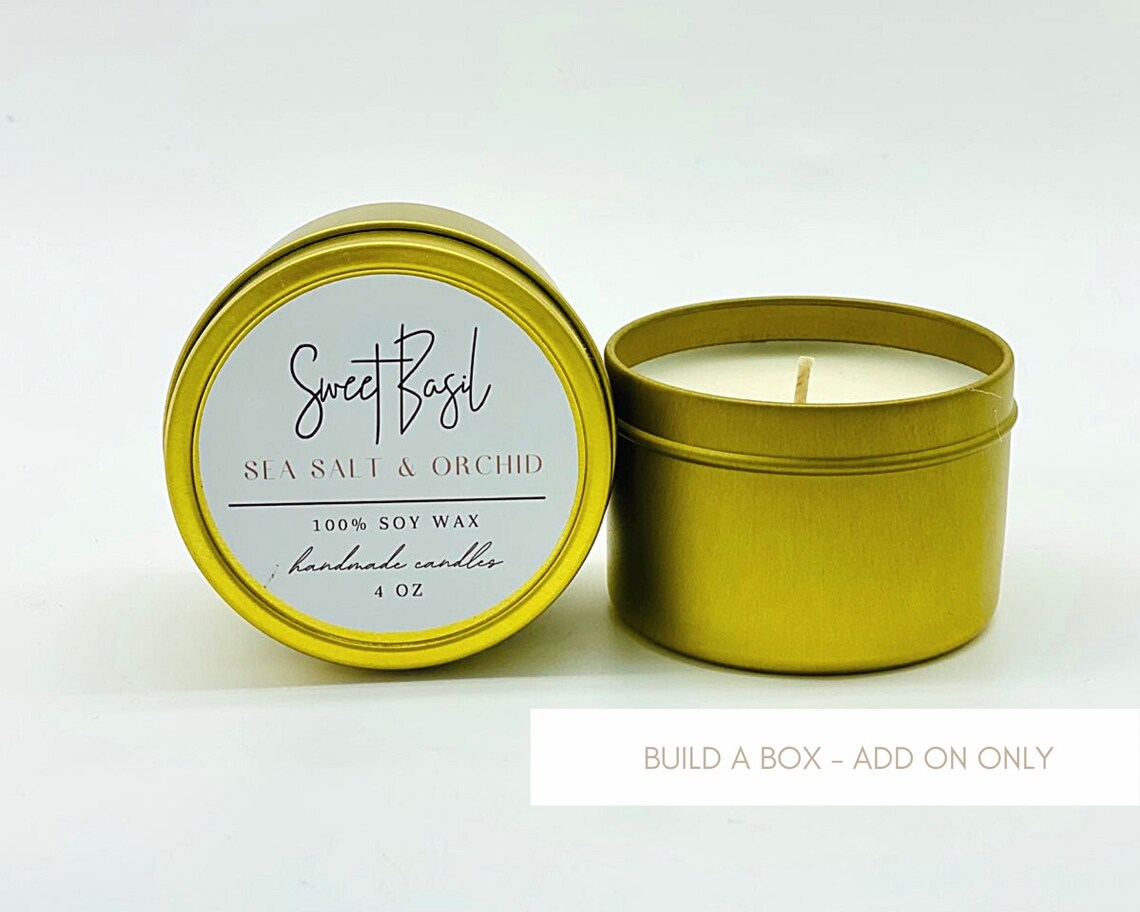 Build A Box Add On 4 OZ Candle in Gold Tin not for Etsy