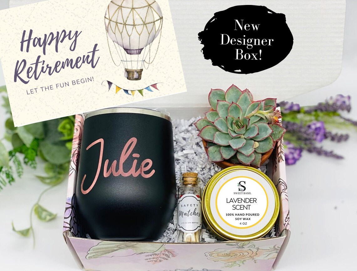 Happy Retirement Gift Box Retirement Gift Box Succulent Etsy
