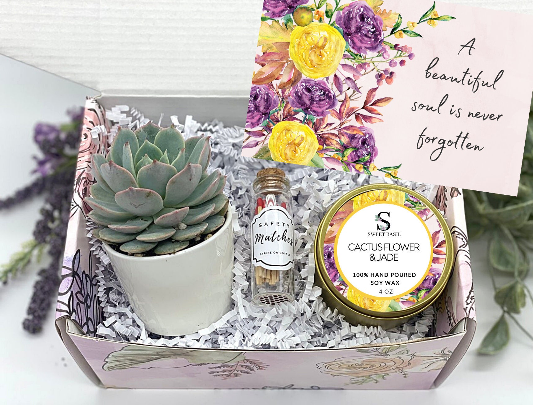 Condolence Gift Box - Succulent Gift box - Care Package - Death of Mom, Parent, Condolences, Mourning, Grieving, Passing, Sympathy Gift