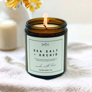 Best Selling - Soy Candle in Amber Glass Jar - 8 oz Nontoxic Candle - Cotton Wick - Wooden Wick - Soy Candles Handmade - Choose Your Scent