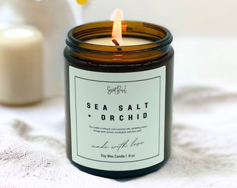 Best Selling - Soy Candle in Amber Glass Jar - 8 oz Nontoxic Candle - Cotton Wick - Wooden Wick - Soy Candles Handmade - Choose Your Scent