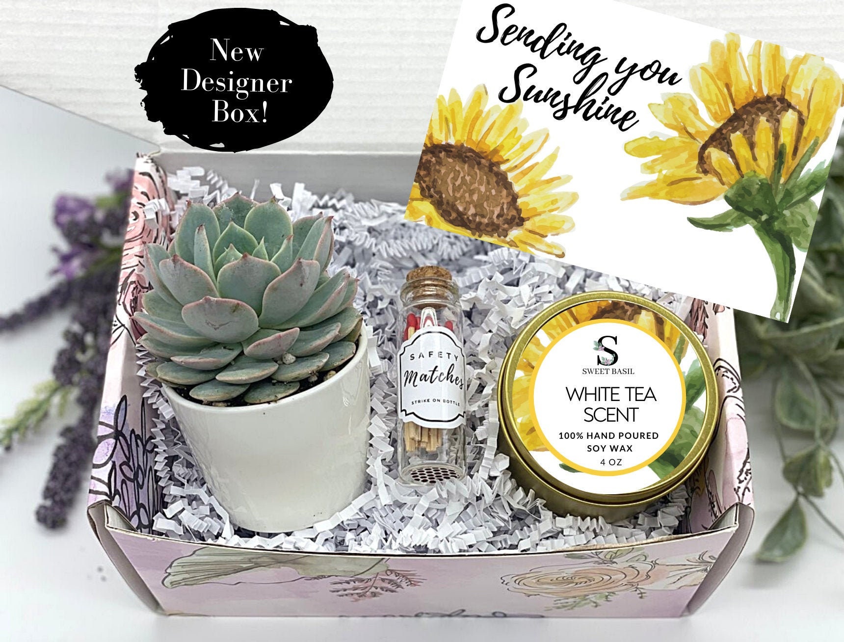 Gift Box for Her Tea Gift Box Sending You Sunshine Herbal Tea Thinking